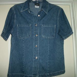 TRENDING DENIM COWGIRL PRETTY BLUE JEAN SHIRT 10